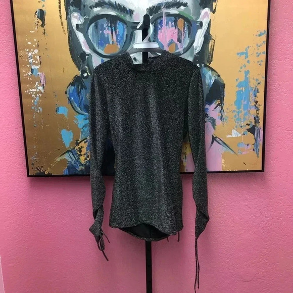 TOPSHOP Shimmer Open Back High Neck Top - Picture 1 of 3